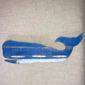 Whale wall hook, rustic with 3 hooks. There she blows!